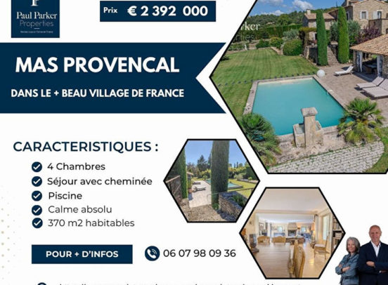 Gordes 84220: Mas Provençal  en pierre 370 m2 avec piscine sur un parc de 5000m2 - 380578C3PPSC